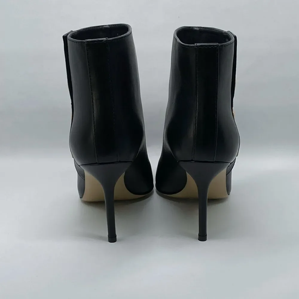 Moschino 80MM Snap-Button Leather Ankle Boots size 38